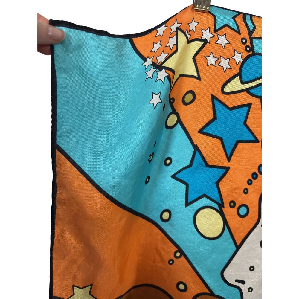 Peter Max Vintage Silk Scarf Womens Orange Self Portrait Psychedelic Pop Art - Picture 5 of 11